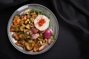 stir-fry food with wok vegetables