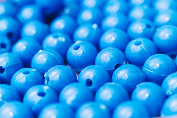 Beads of blue colour close up macro photo