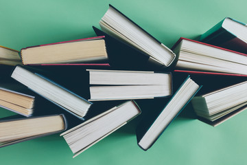 Arrangement of hardback books