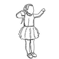  faceless kids dancing sketch, lines