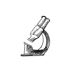 microscope vector doodle sketch isolated on white background