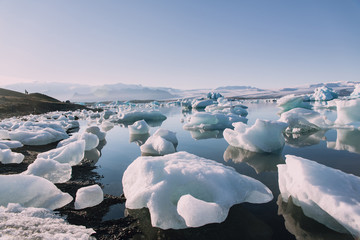 the melted glacier in Iceland