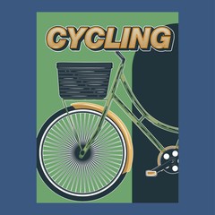 Cycling, Bicycle, Fun bike poster green background motivation - Vector