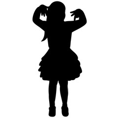 white background, the silhouette of the child, girl