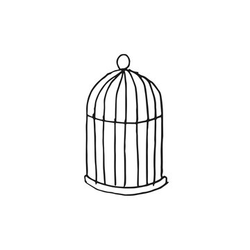 cage for bird vector doodle sketch isolated on white background