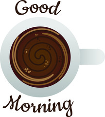 Good morning coffee on white background vector illustration flat desing