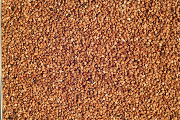 Pile of buckwheat close-up.