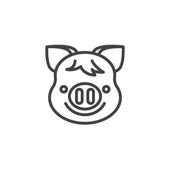 Smiling piggy emoji line icon. linear style sign for mobile concept and web design. Happy piggy face emoticon outline vector icon. New year Pig head symbol, logo illustration. Pixel perfect vector