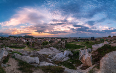 Sunset over Plovdiv city, european capital of culture 2019, Bulgaria