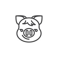 Piggy Smirking face emoji line icon. linear style sign for mobile concept and web design. Piggy face emoticon outline vector icon. New year Pig head symbol, logo illustration. Pixel perfect vector 