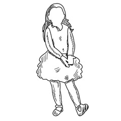 white background, sketch, lines, sketch, child, girl dancing