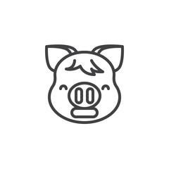 Piggy Grimacing Face emoji line icon. linear style sign for mobile concept and web design. Sad piggy face emoticon outline vector icon. New year Pig head symbol, logo illustration. Pixel perfect 