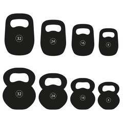 Set of kettlebell on white background. Vector illustration.