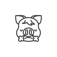 Piggy Face With Steam From Nose Emoji line icon. linear style sign for mobile concept and web design. Angry piggy face emoticon outline vector icon. New year Pig head symbol, logo illustration. 