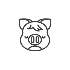 Sad piggy face emoji line icon. linear style sign for mobile concept and web design. Sorrowful piggy face emoticon outline vector icon. New year Pig head symbol, logo illustration. Pixel perfect 