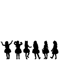 black silhouette of children dancing