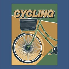 biking illustration, cyclist vector poster layered - Vector