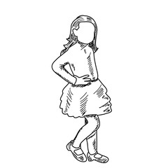 white background, sketch, simple lines baby, girl