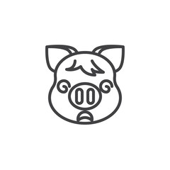 Dizzy piggy face emoji line icon. linear style sign for mobile concept and web design. Crazy piggy face emoticon outline vector icon. New year Pig head symbol, logo illustration. Pixel perfect vector 