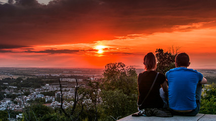 Fototapeta premium Sunset over Plovdiv city, european capital of culture 2019, Bulgaria