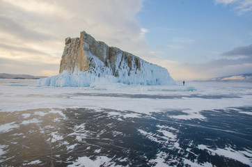 Island icebound Lake Baikal