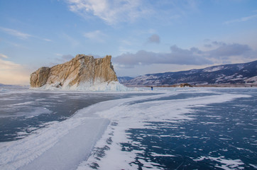 Fototapeta na wymiar Island icebound Lake Baikal