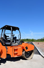 New Road Construction in Suburban New Housing Development Builders Vehicles Heavy Equipment Machinery