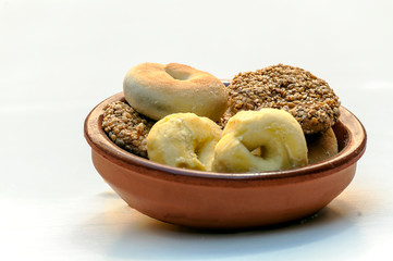 Butter cookies surrounded by white background.