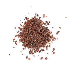 Close up Indian brown salt isolated on white