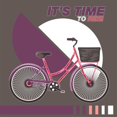 Biking race vintage poster. Biking illustration, cyclist vector retro poster. Layer. - Vector