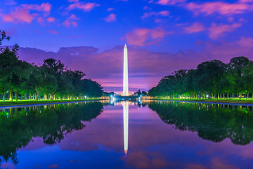 Fototapeta na wymiar Washington Monument on the Reflecting Pool in Washington, D.C.