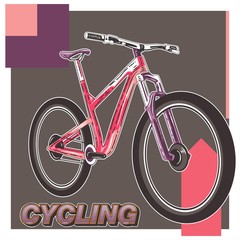 Cycle racing sport poster design. Vector flat illustration - Vector