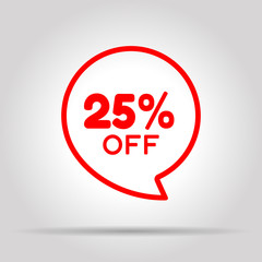 Special offer sale red tag. This is the concept of the price list for discounts, of an advertising campaign, advertising marketing sales, a 25% off discount, a unique offer. Vector illustration.