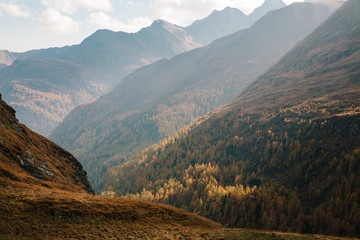 View of mountain with blue sky from Grossglockner High Alpine Road in Austria