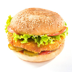 fresh classic burger isolated