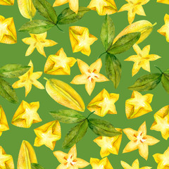 Carambola pattern on green