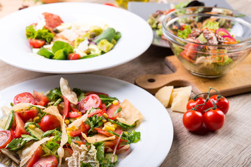 composition of several fresh salads