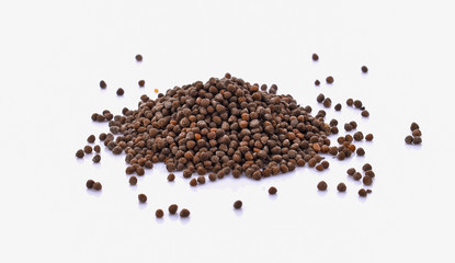 perilla seeds on white background.