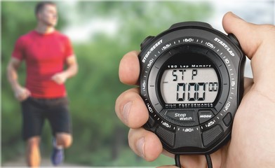Close-up Stopwatch in Human Hand, Timer