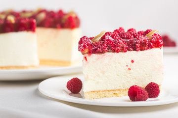 a piece of raspberry cake