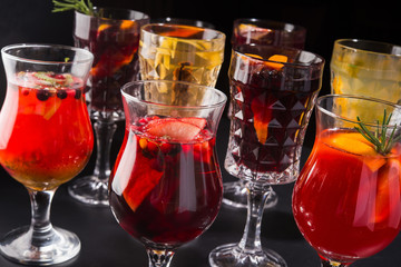 Many glasses of mulled wine