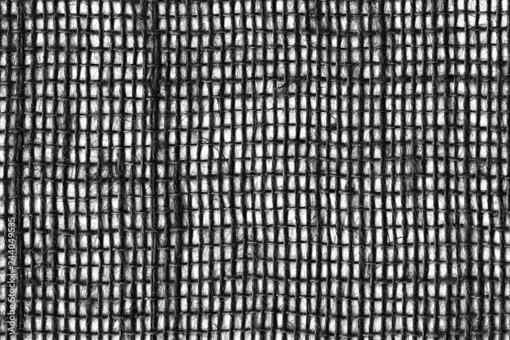 Poster black on white linen canvas. the background image, texture. close-up