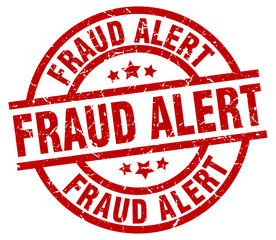 fraud alert round red grunge stamp