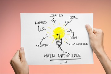 Hands of young woman holding white empty paper