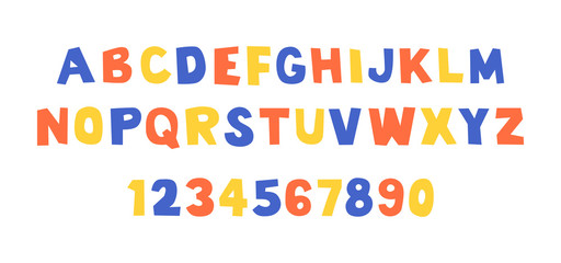 Colorful of comical font and alphabet. Isolated on White background