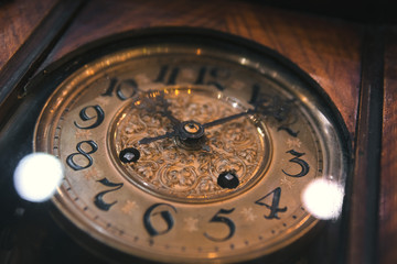 Vintage large table clock. face, dial with numbers and clock hands