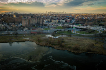 Aerial of Queens New York City