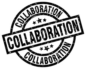 collaboration round grunge black stamp