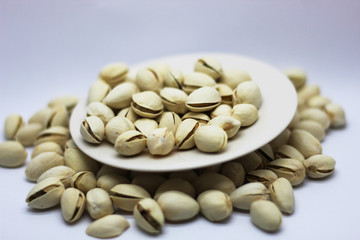 pistachios on a white background