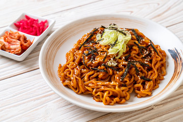 Korean hot and spicy instant noodle with kimchi